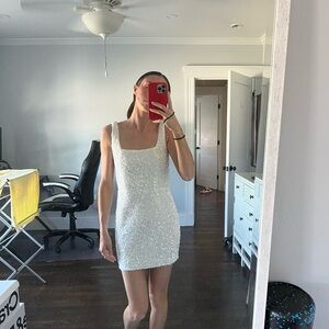 Anthropologie mini white sequin dress in size XS- NWT.